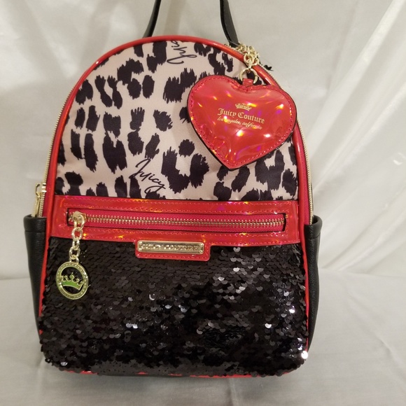 Juicy Couture Natural Leopard Clashing Hearts Color Black and Red Brand New - Picture 2 of 8